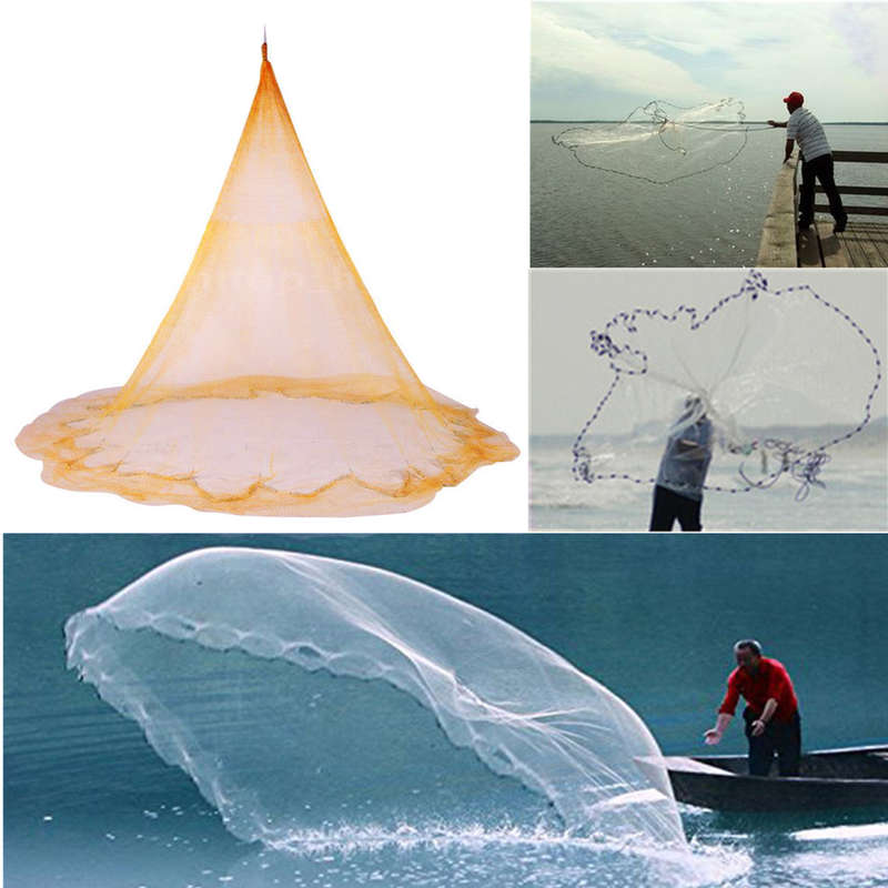 ZANLURE 5m/16ft Nylon 0.5 Mesh Fishing Casting Net Hand Throw Cast Net With Sinker Sea Fishing"
