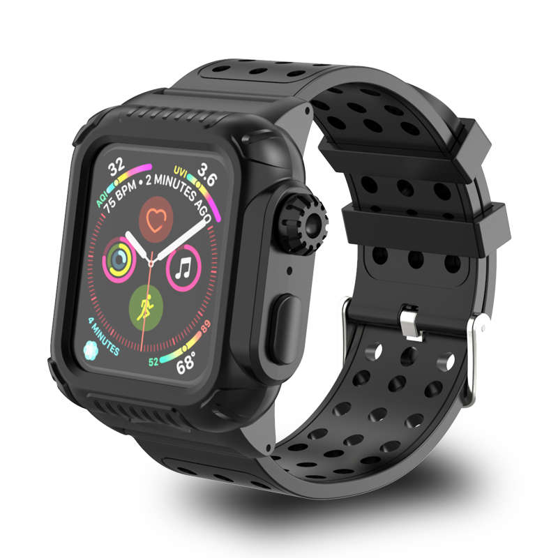 Bakeey Silicone Watch Band Strap With Full Body Watch Cover For Apple ... (APPLE MODEL: SERIES444MM)