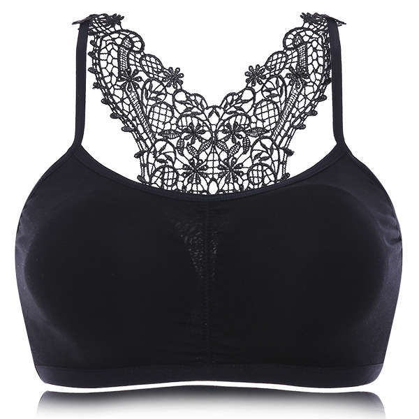 Sexy Pleasing Sling Back Ruffle Bowknot Cross-criss Wireless Padding Bras Crop Tank Tops
