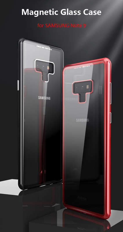 Luphie Magnetic Adsorption Aluminum Tempered Glass Protective Case For Samsung Galaxy Note 9 -