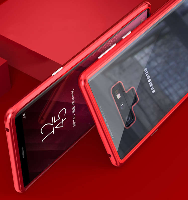 Luphie Magnetic Adsorption Aluminum Tempered Glass Protective Case For Samsung Galaxy Note 9 -