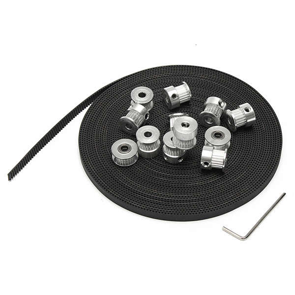 10pcs GT2 20T Bore 6mm Timing Pulley with 10m Belt and Tensioner