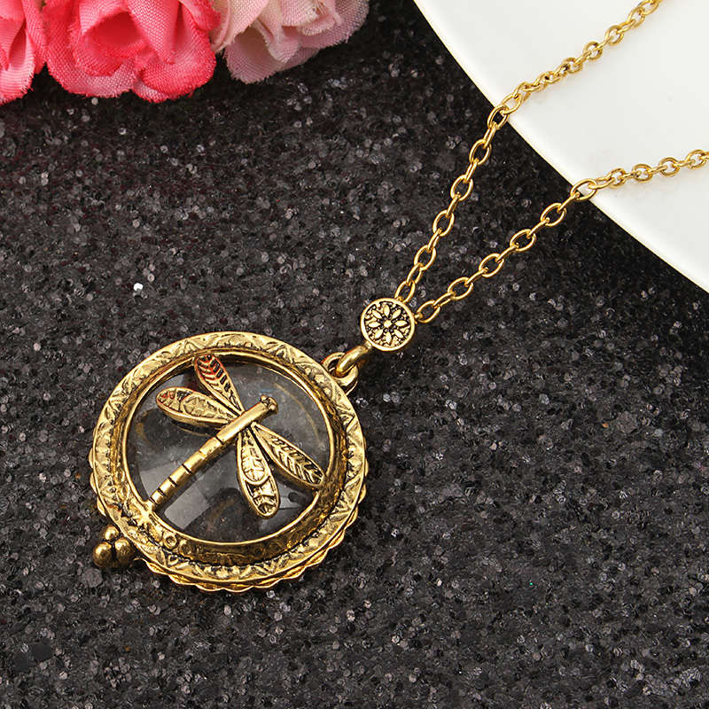 Tree Life Hollow Vintage Retro Magnifier Pendant Glass Necklace Chain