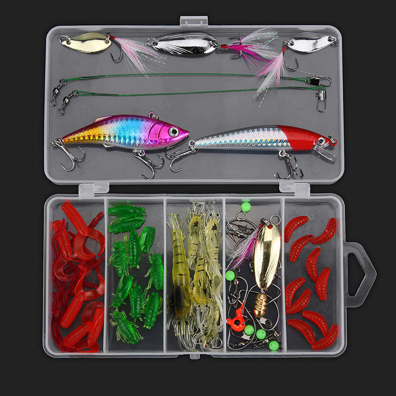 24/72/83Pcs/Set Soft Hard Fishing Lure With Box Set Small Lure Bass Crank Bait Hooks Kit