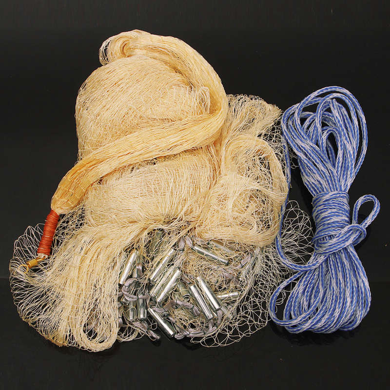 ZANLURE 5m/16ft Nylon 0.5 Mesh Fishing Casting Net Hand Throw Cast Net With Sinker Sea Fishing"
