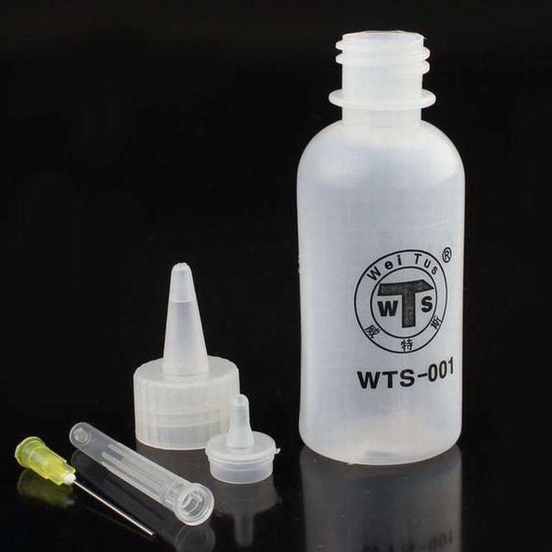2Pcs 50ml Needle Tip Soldering Liquid Flux Alochol Oil Dispenser Plastic Bottl