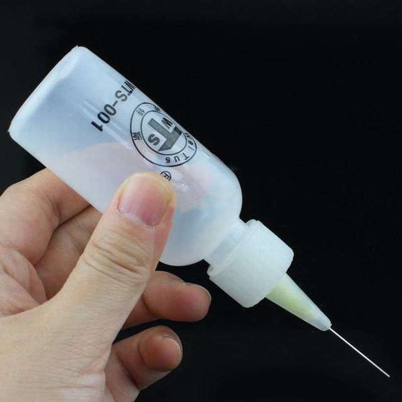 2Pcs 50ml Needle Tip Soldering Liquid Flux Alochol Oil Dispenser Plastic Bottl