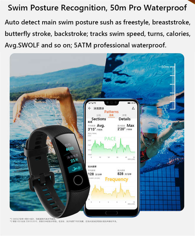 Huawei Honor Band 4 0.95 AMOLED 2.5D Swim Posture Detect Heart Rate Sleep Snap Monitor Smart Watch