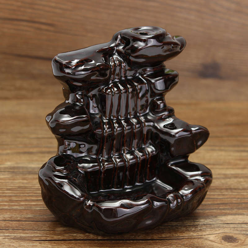 Backflow Incense Cone Burner Stick Holder Mountain Stone Waterfall Fragrance Fragrant Censer Decor