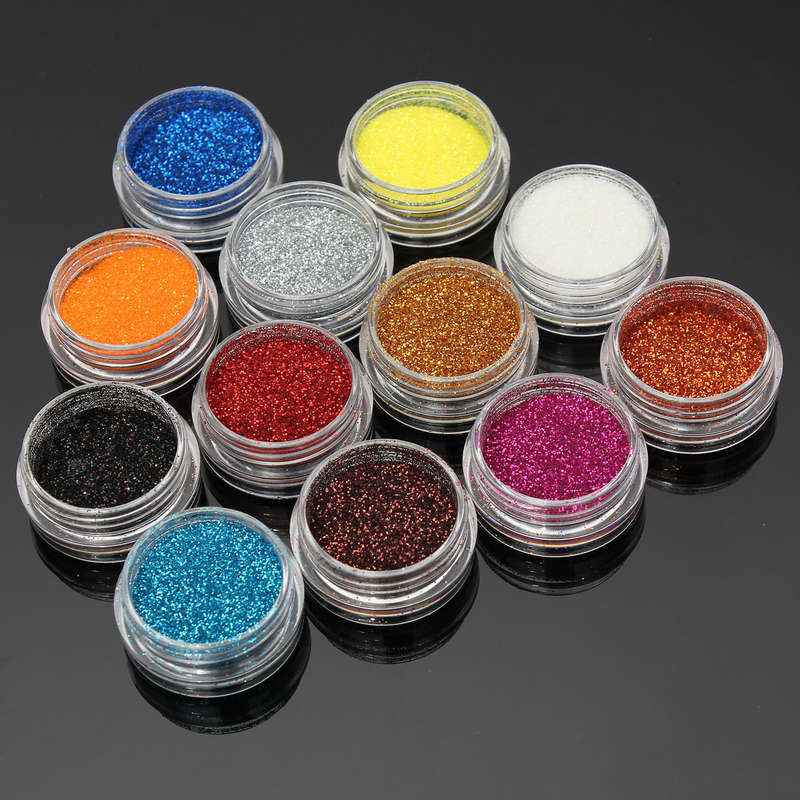 12 Colors Acrylic Nail Art Tips Glitter Powder Dust | Nail Decoration