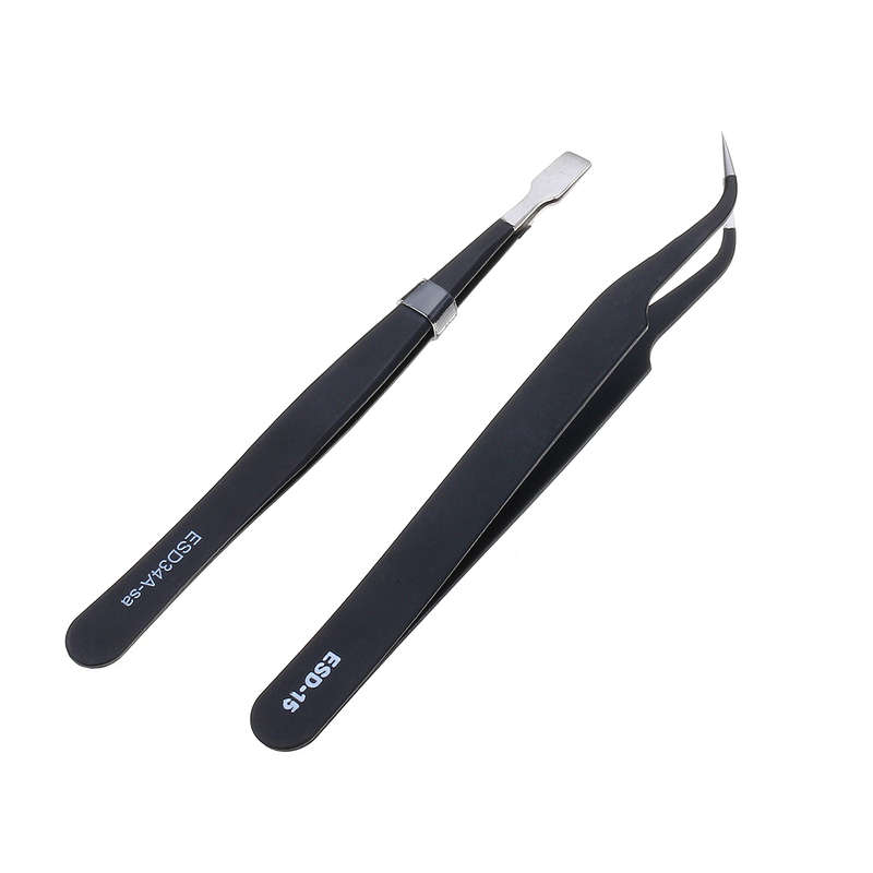 9 Pcs ESD Tweezer Anti-static Stainless Steel Precision Tweezers for Electronics