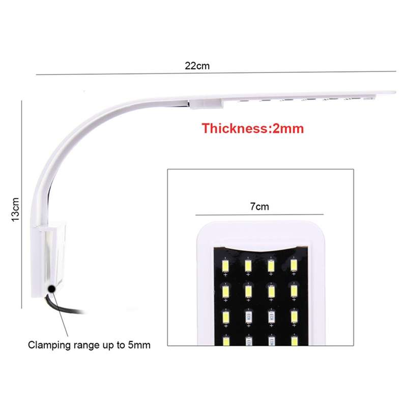 10W 5730 24 LED Aquarium Light Clip Fish Tank Lamp White:Blue 5:1 AC220V - 0.10kg