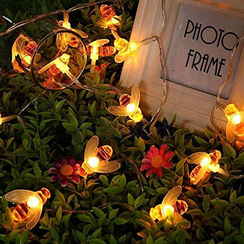 6.5M Solar Powered Honey Bee 30 LED Fairy String Light Party Outdoor Garden Waterproof Hanging Lamp