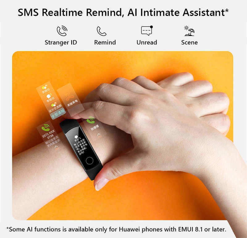 Huawei Honor Band 4 0.95 AMOLED 2.5D Swim Posture Detect Heart Rate Sleep Snap Monitor Smart Watch