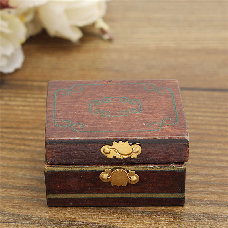 Vintage Wooden Dollhouse Miniature Filled Jewelry Box Case Bedroom Accessories