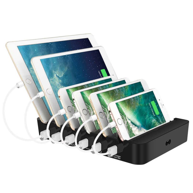 6-Port 60W USB Charger with QC 3.0 Smart IC Tech Fast Charger for iP... (ADAPTOR: UK | COLOR: WHITE)