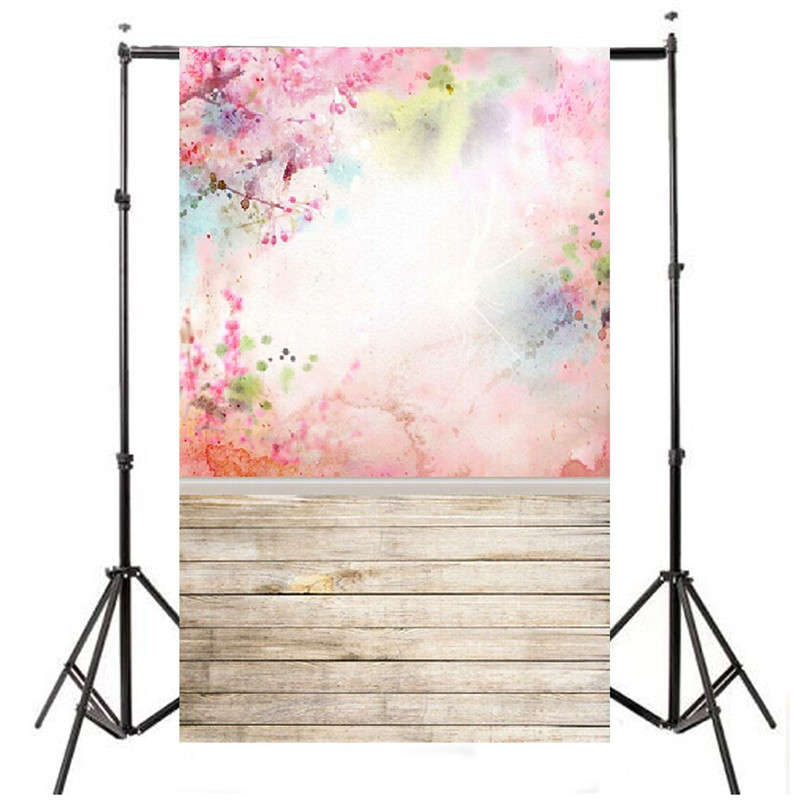 3x5ft Vinyl Retro Wood Wall Pink Sakura Photography Background Studio Photo Prop Backdrop - 0.14kg