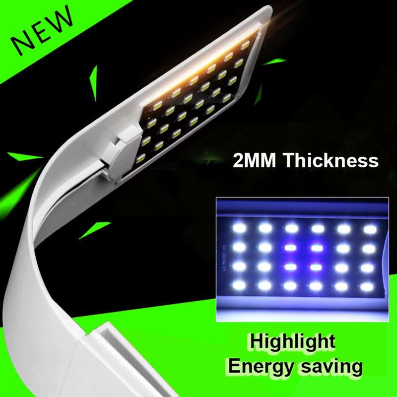 10W 5730 24 LED Aquarium Light Clip Fish Tank Lamp White:Blue 5:1 AC220V - 0.10kg