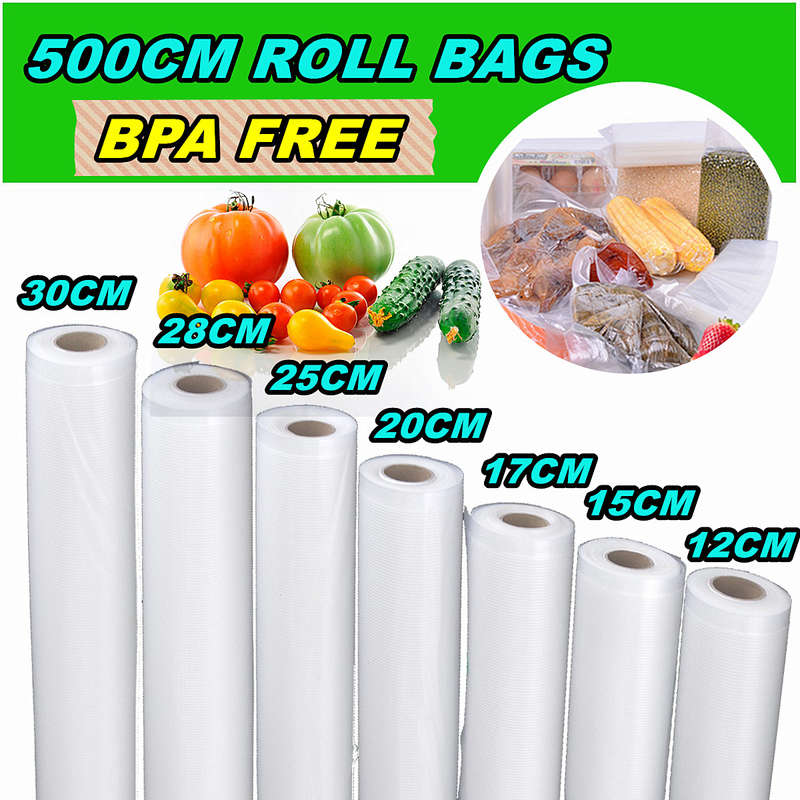 7 Different Size Transparent Vacuum Sealer Bags Rolls Food Saver Seal Storage Package Bags