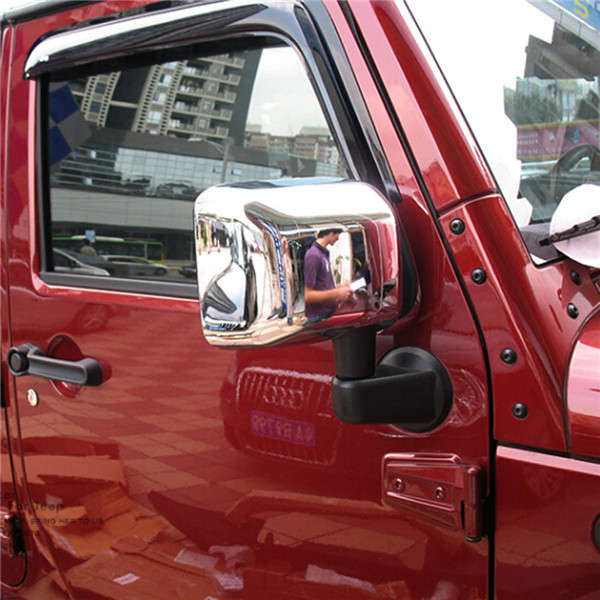 2pcs Chrome Car Rear View Mirrors Shell Trims for Jeep Wrangler JK 07-16