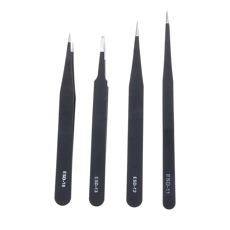 9 Pcs ESD Tweezer Anti-static Stainless Steel Precision Tweezers for Electronics