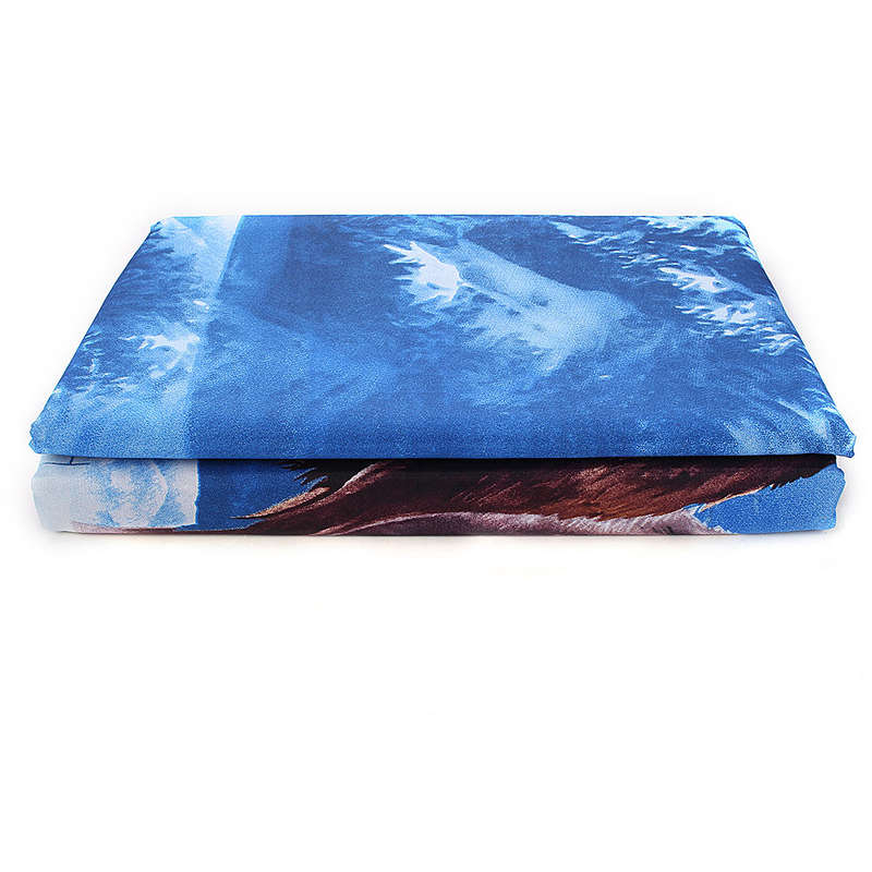 4pcs Suit 3D Snowfield Wolf Reactive Dyeing Polyester Fiber Bedding Sets Queen Size