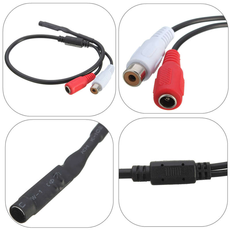 Sensitive Audio Pickup Mic Microphone Cable For CCTV Security System Covert DVR Camera - 0.02kg