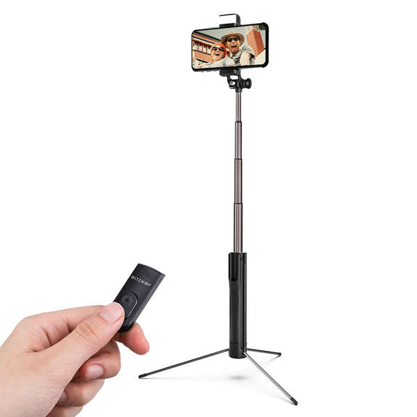 Bluetooth Tripod Selfie Stick With LED Fill Light - Blitzwolf BW-BS8 Extendable