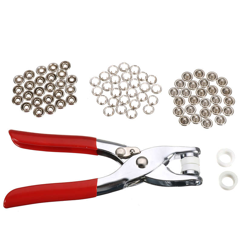 100PCS Prong Pliers Ring Press Studs Snap Popper Fasteners 9.5mm DIY Tools Kit