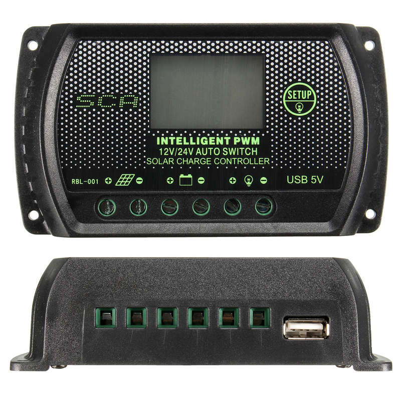 DANIU 10A 20A 30A PWM LCD USB Solar Panel Battery Regulator Charge Controller 12V 24V (AMPERE: 30A)