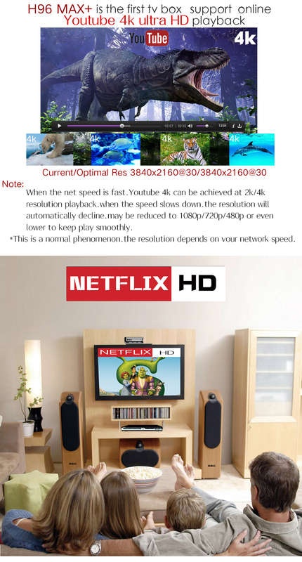H96 Max Plus RK3328 4GB RAM 32GB ROM Android 8.1 USB3.0 TV Box Support HD Netflix 4K Youtube -