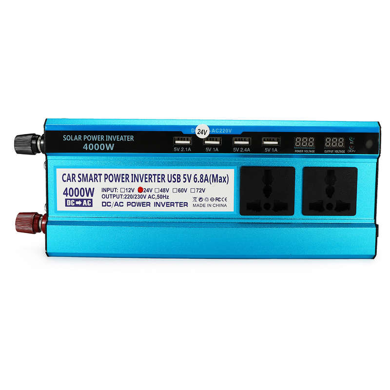 4000W Peak Power Inverter LED Display 12V/24V DC to 220V AC Dual Screens Modified ... (VOLTAGE: 24V)