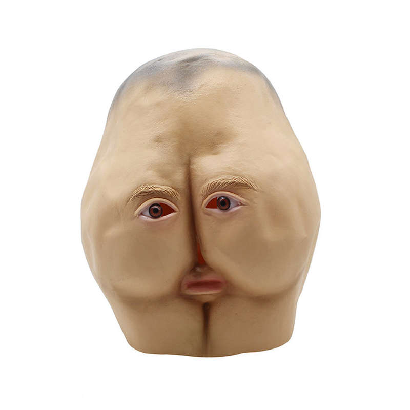 Latex Butt Head Mask Adult Ass Halloween Party Costume Accessory Prop Cosplay