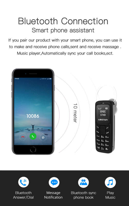 L8Star BM30 0.66 inch OLED 220mAh Bluetooth Dialer Voice Changer MP3 Music Player Mini Card Phone -
