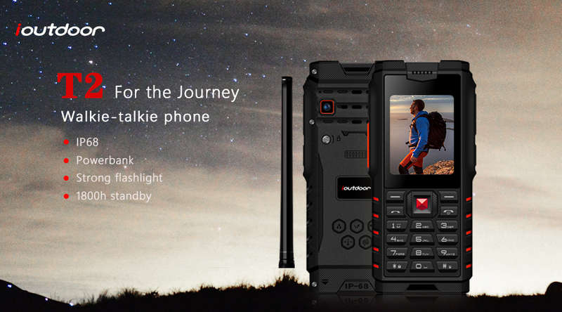 ioutdoor T2 IP68 Waterproof 2.4'' 4500mAh UHF Walkie Talkie Bluetooth Dual SIM Card Feature Phone -