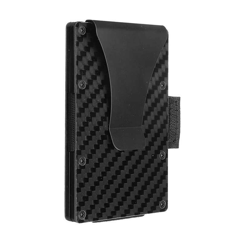 RFID Blocking Metal Wallets Slim Carbon Fiber Credit Card Holder Money Clip - 0.04kg