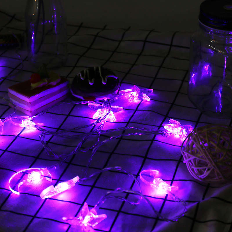 Battery Powered 8 Color Moon Star Shape 10 LED Fairy String Light Room Home Party... (COLOR: PURPLE)