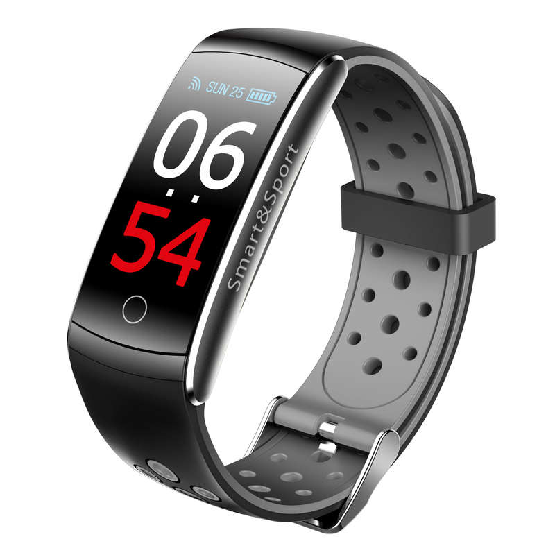 Bakeey Q8S IPS Color Screen Sport Bluetooth IP68 Blood Pressure Smart Watch Wristb... (COLOR: BLACK)