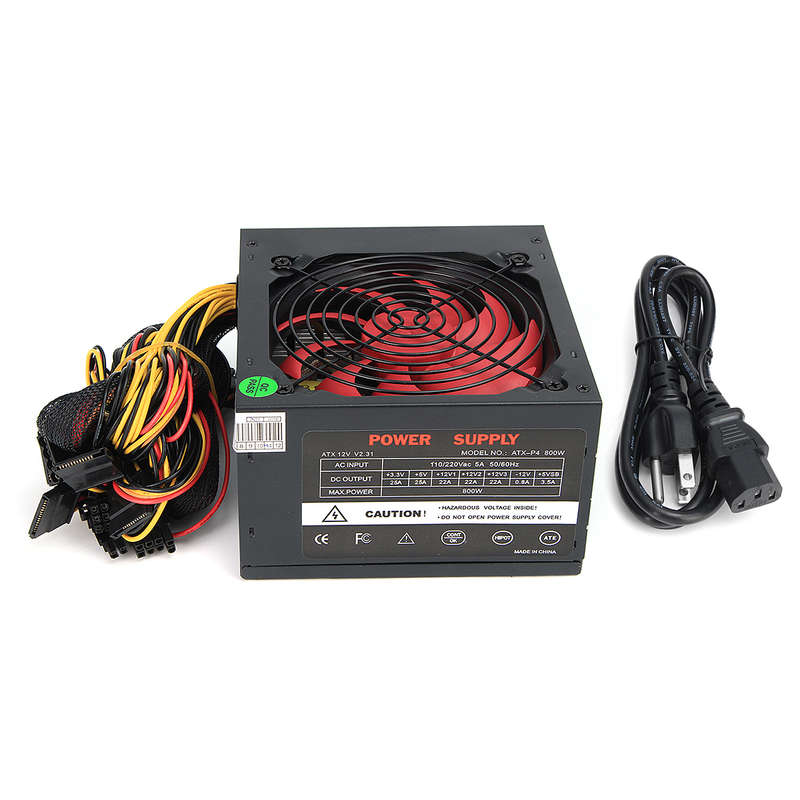 800W 12V ATX Computer Power Supply 12CM Fan 80/Gold 20/4PIN For Intel AMD PC (STANDARD: USSTANDARD)