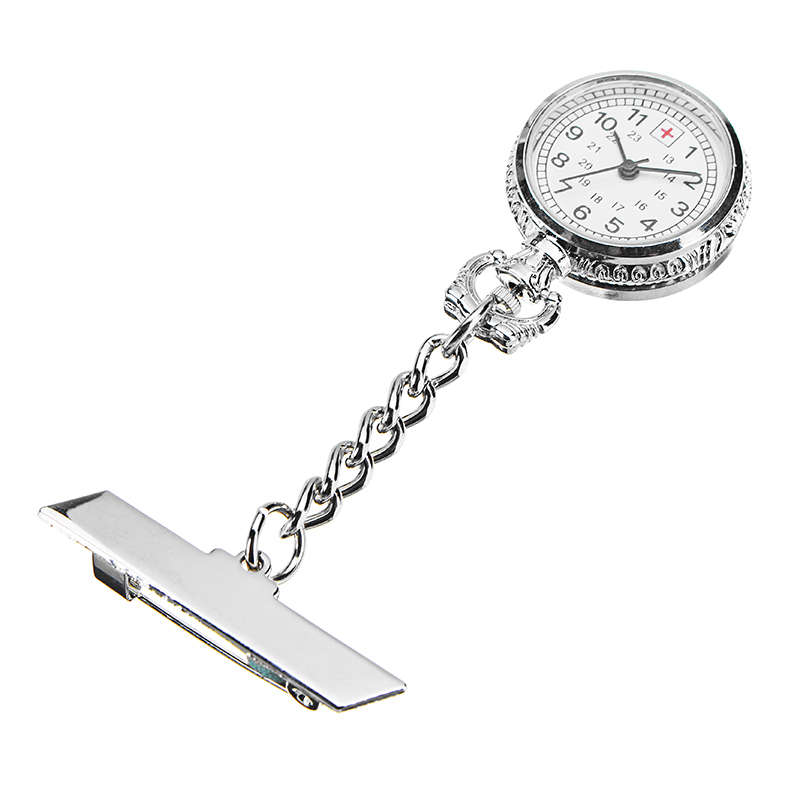 Nurse Silver White Dial Quartz Pocket Watch