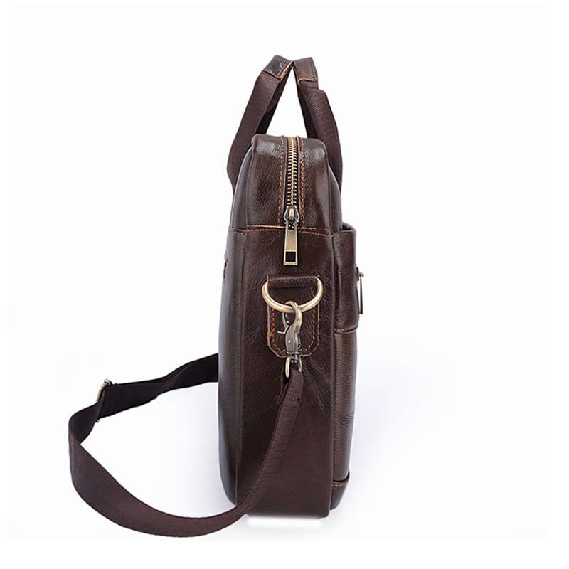 Men Briefcases Handbag Document Business Office Laptop Bag Leather Male Work Bag Brown