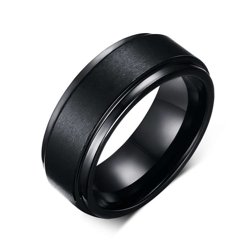 8mm Black Tungsten Carbide Matte Fashion Men Ring (SIZE: 9)