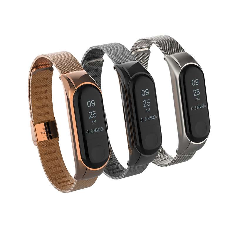 Xiaomi Mi Band 3 Smart Watch Metal Strap Screwless Buckle Stainless Steel Replacement Wristband