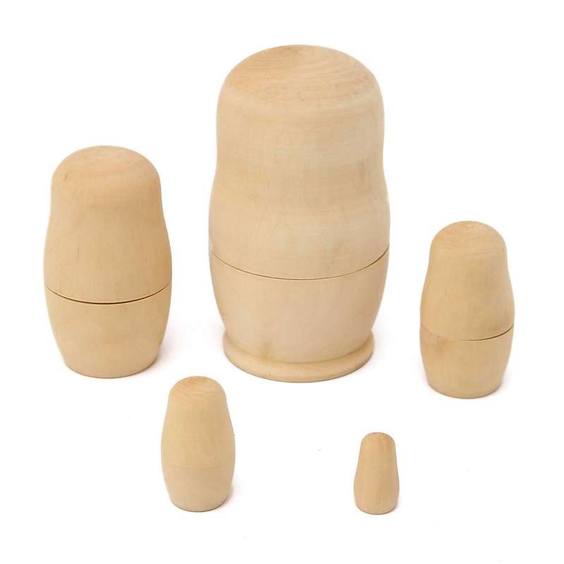 5Pcs DIY Blank Wooden Matryoshka Doll Nesting Dolls Animal Russian Doll Paint Set