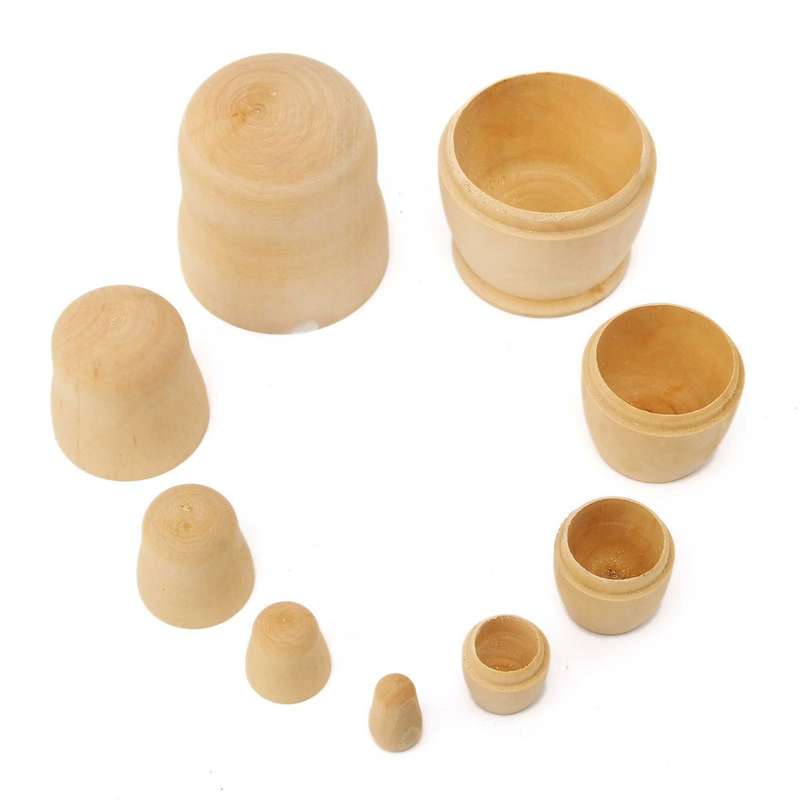 5Pcs DIY Blank Wooden Matryoshka Doll Nesting Dolls Animal Russian Doll Paint Set