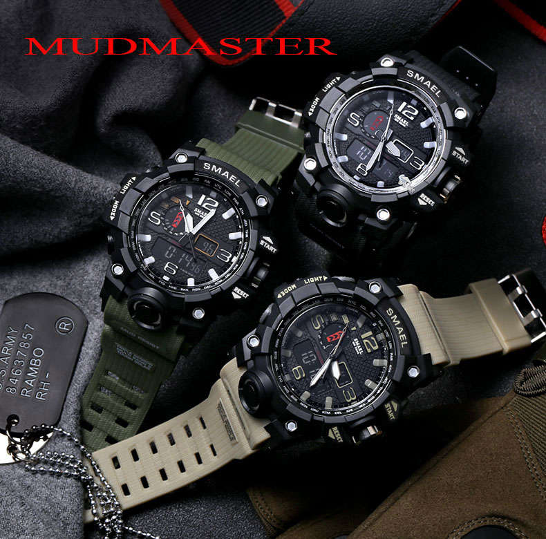 SMAEL 1545 Digital Watch Pure Color Band  Dual Display Waterproof Sport Analog Quartz Watch - 0.08kg