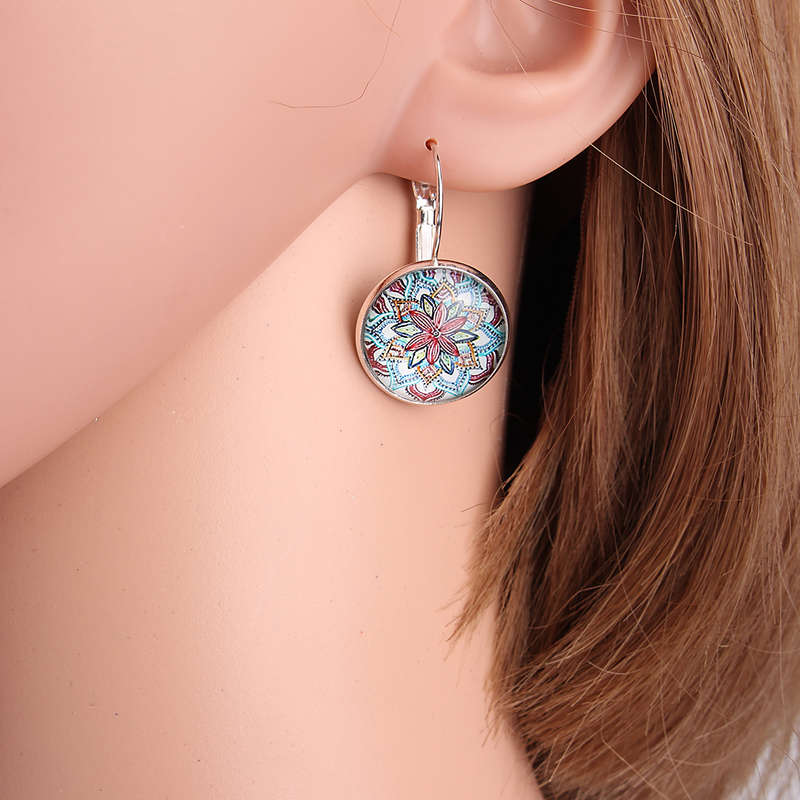 Bohemian Vintage Ear Drop Copper Colorful Flower Earrings
