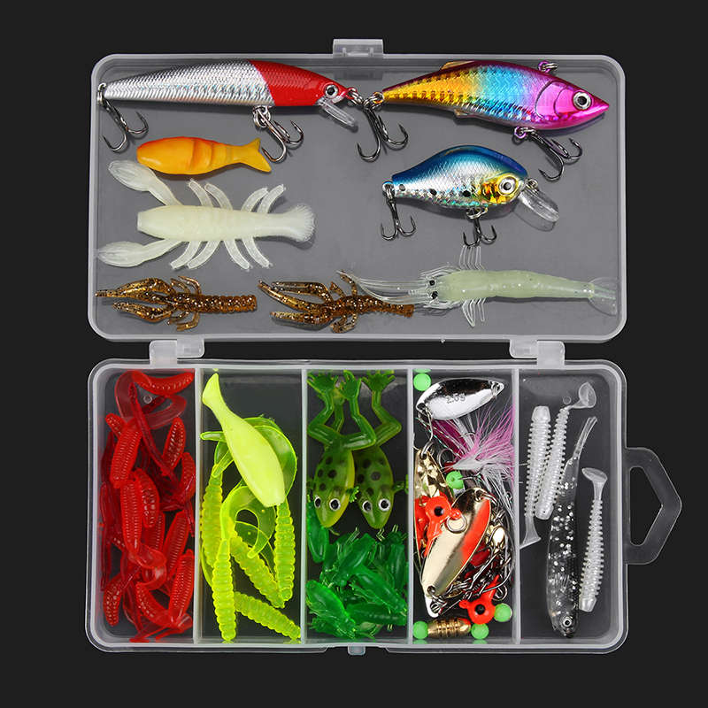 24/72/83Pcs/Set Soft Hard Fishing Lure With Box Set Small Lure Bass Crank Bait Hooks Kit