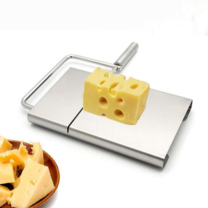 KCASA Stainless Steel Wire Cheese Slicer Butter Cutter Knife with Cheese Board Making Dessert Blade