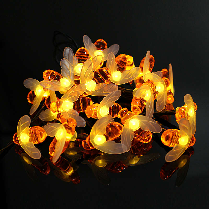 6.5M Solar Powered Honey Bee 30 LED Fairy String Light Party Outdoor Garden Waterproof Hanging Lamp